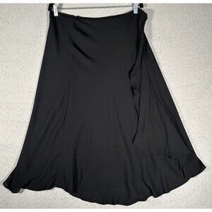 NWT DKNY Midi Length Master Pieces Skirt Women’s Size‎ 14 Black Ruffle MSRP $89
